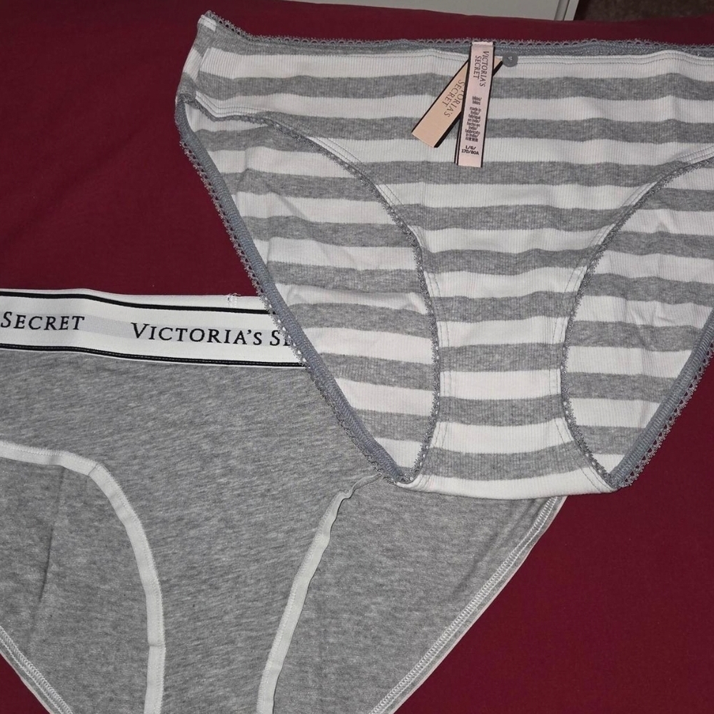 Victoria's Secret Gray and White Striped Panties